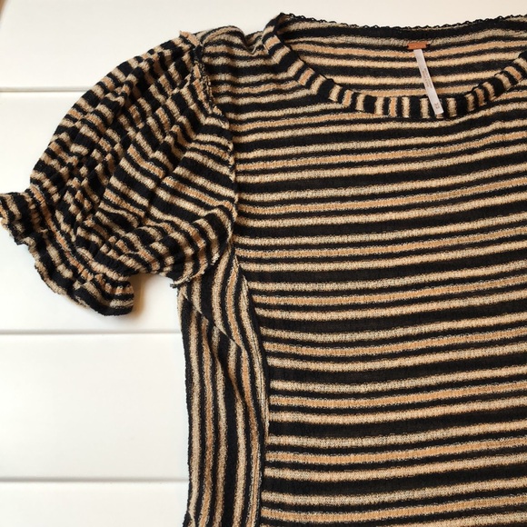 Free people striped short sleeve top with puffed sleeves - Picture 6 of 9